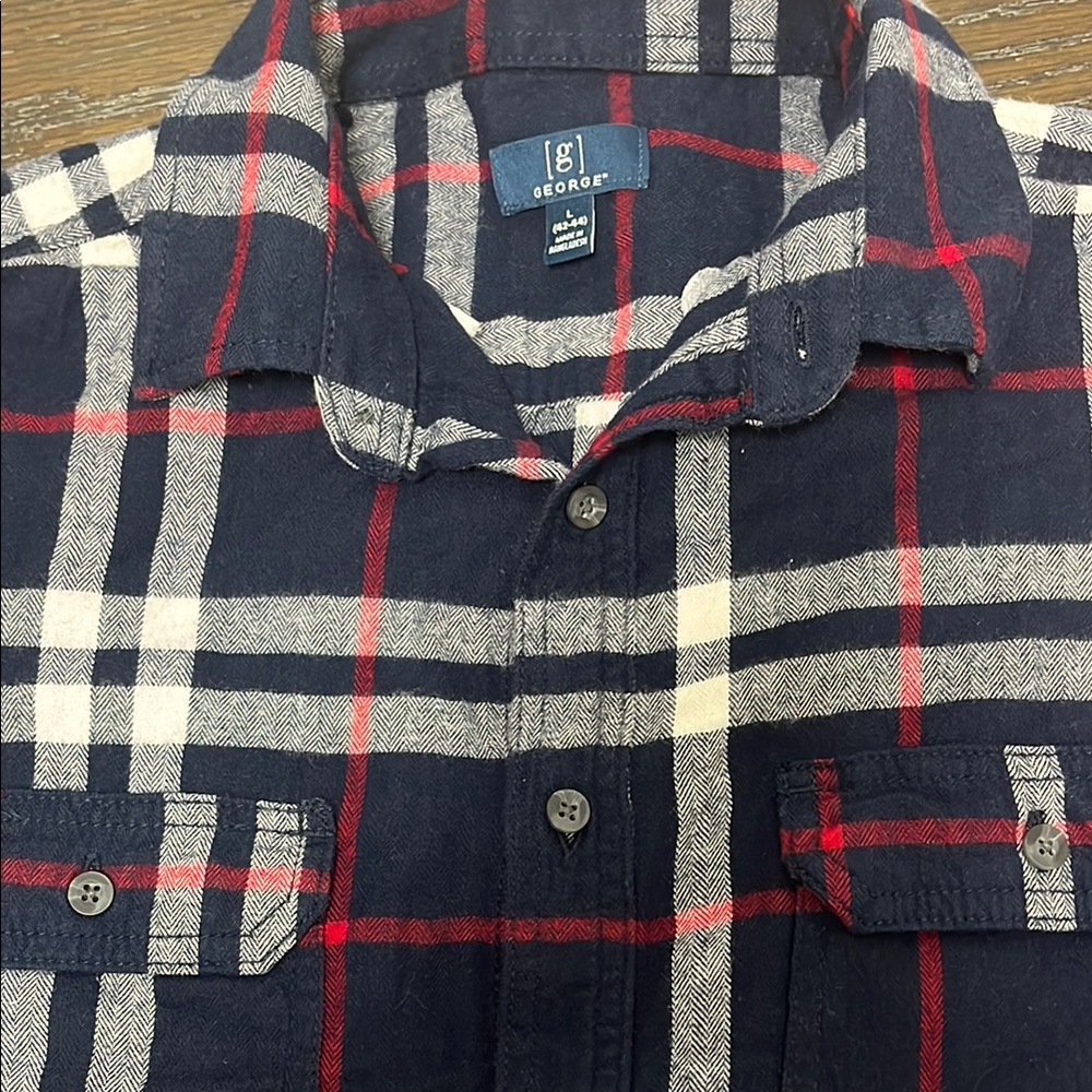 George Classic Checkered Shirt in Navy and Red